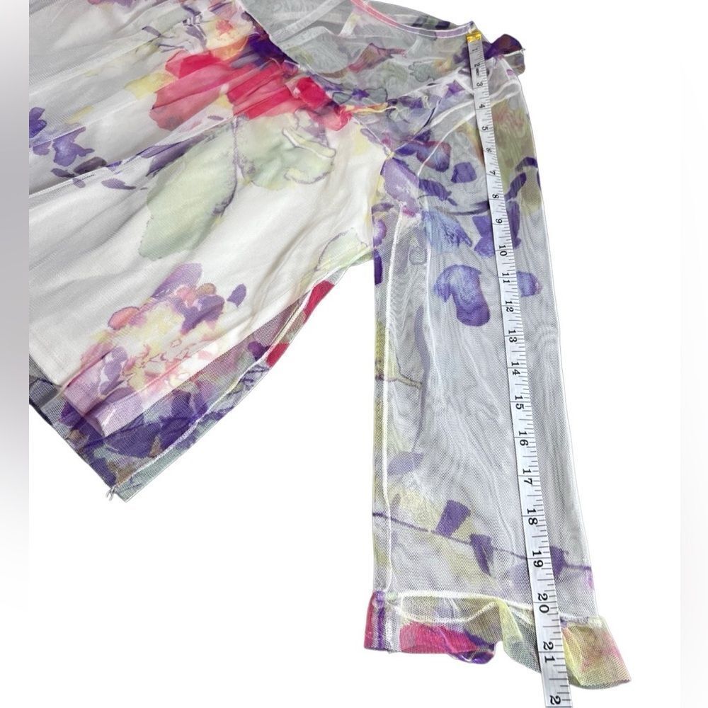 (NWT) Mimi Chica ruffled sheer cropped blouse ivory floral size medium - Picture 15 of 16